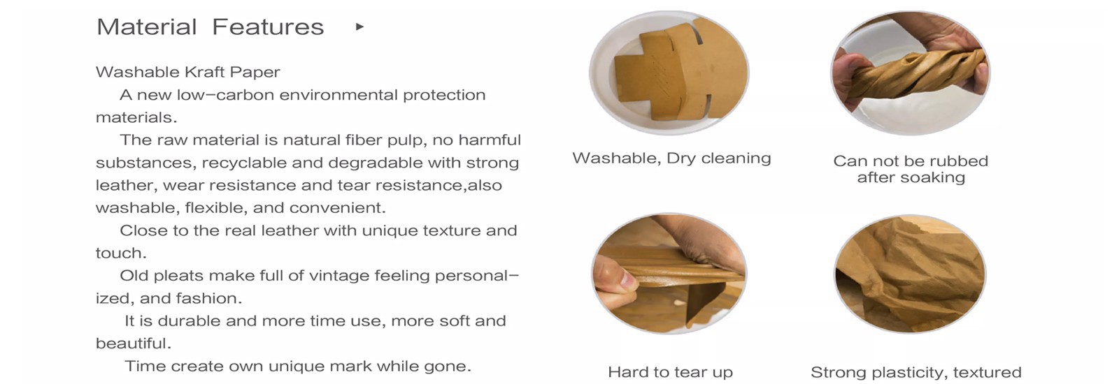 Washable Kraft Paper Features Washable Kraft Paper Features